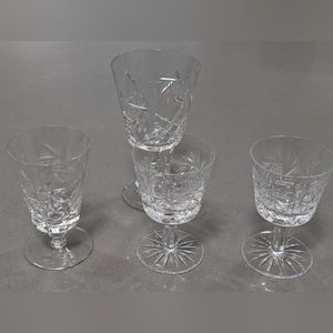 4 pieces Vintage Zawiercie Pinwheel Crystal Barware 